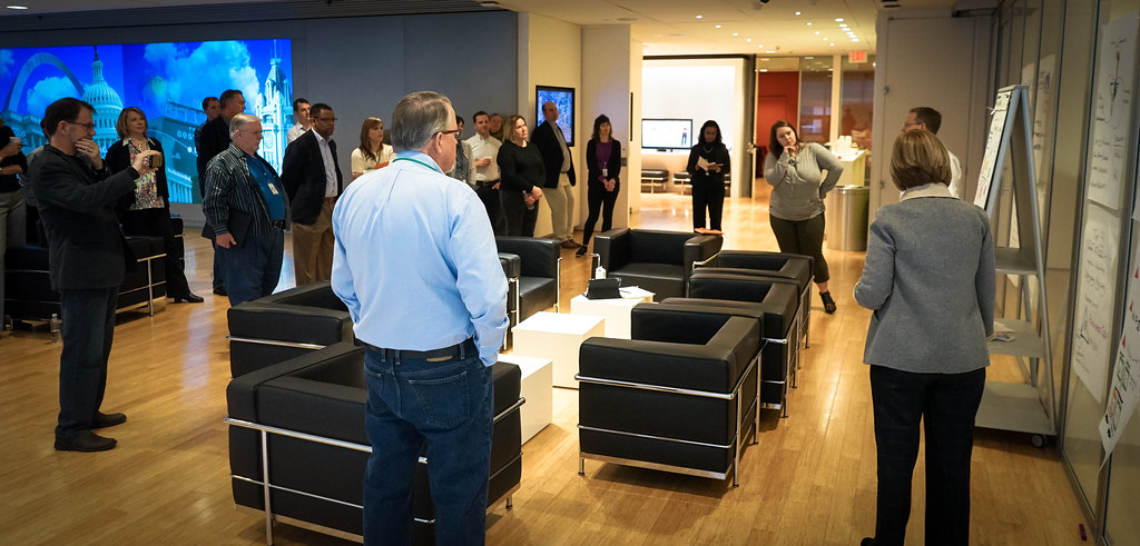 Corporate team in a modern worker masterclass training session